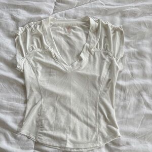 Free People Chic sheer Cream V-Neck Women's Crop Top